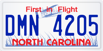 NC license plate DMN4205