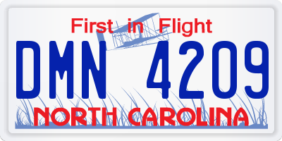 NC license plate DMN4209