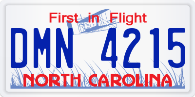 NC license plate DMN4215