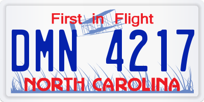 NC license plate DMN4217