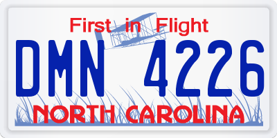 NC license plate DMN4226