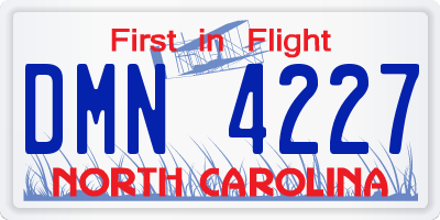 NC license plate DMN4227
