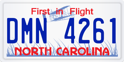 NC license plate DMN4261