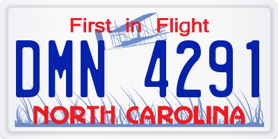 NC license plate DMN4291