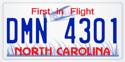 NC license plate DMN4301