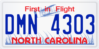 NC license plate DMN4303