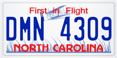 NC license plate DMN4309
