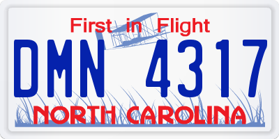 NC license plate DMN4317