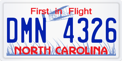 NC license plate DMN4326