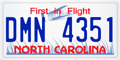 NC license plate DMN4351