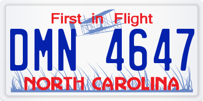 NC license plate DMN4647