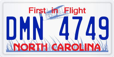 NC license plate DMN4749