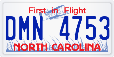 NC license plate DMN4753