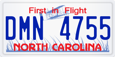 NC license plate DMN4755