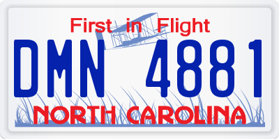 NC license plate DMN4881