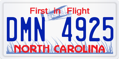 NC license plate DMN4925
