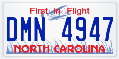 NC license plate DMN4947