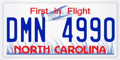 NC license plate DMN4990