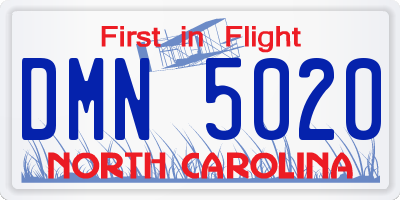 NC license plate DMN5020