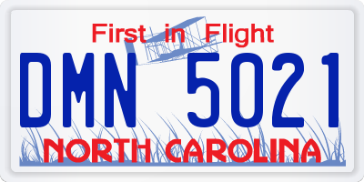 NC license plate DMN5021
