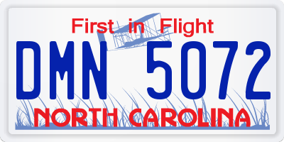 NC license plate DMN5072