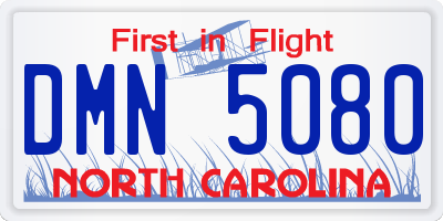 NC license plate DMN5080