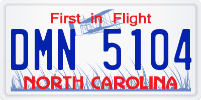 NC license plate DMN5104