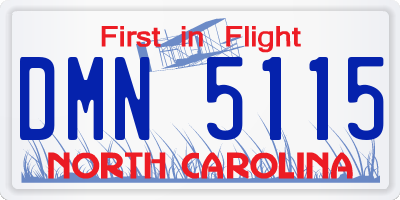 NC license plate DMN5115