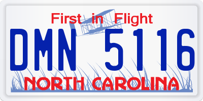 NC license plate DMN5116