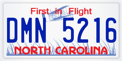 NC license plate DMN5216
