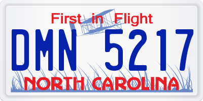NC license plate DMN5217