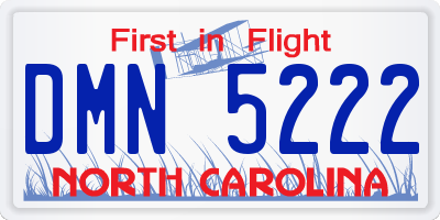 NC license plate DMN5222