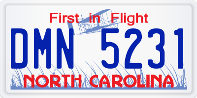 NC license plate DMN5231