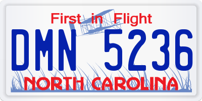 NC license plate DMN5236