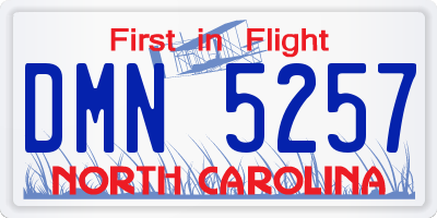 NC license plate DMN5257