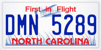 NC license plate DMN5289