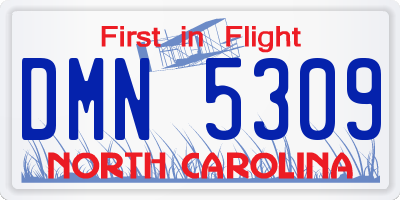 NC license plate DMN5309