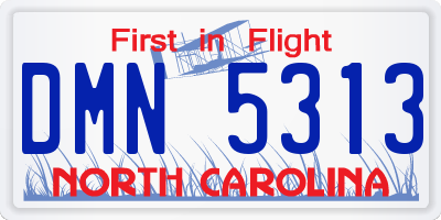 NC license plate DMN5313