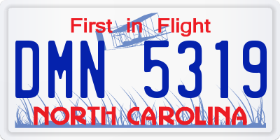 NC license plate DMN5319