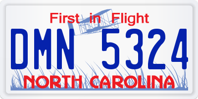 NC license plate DMN5324