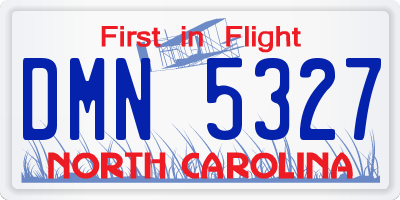 NC license plate DMN5327