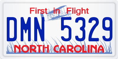 NC license plate DMN5329