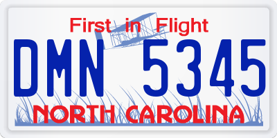 NC license plate DMN5345