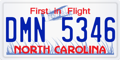 NC license plate DMN5346