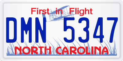 NC license plate DMN5347