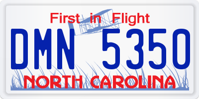 NC license plate DMN5350