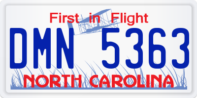 NC license plate DMN5363