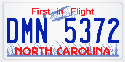 NC license plate DMN5372