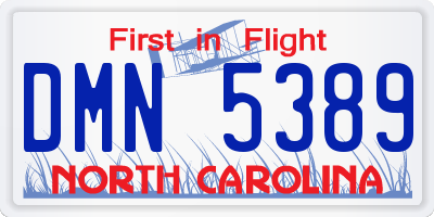NC license plate DMN5389