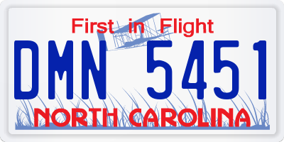 NC license plate DMN5451